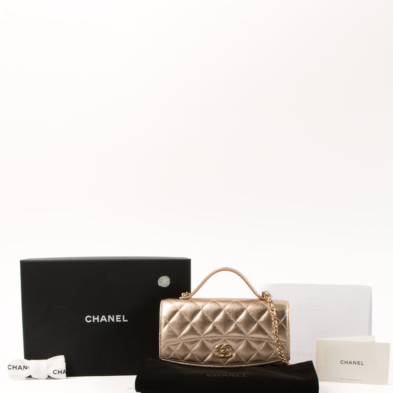 Shop this authentic Chanel 26C Metallic Rose Gold Caviar Wallet On Chain Bag pre-loved on Laballov.com