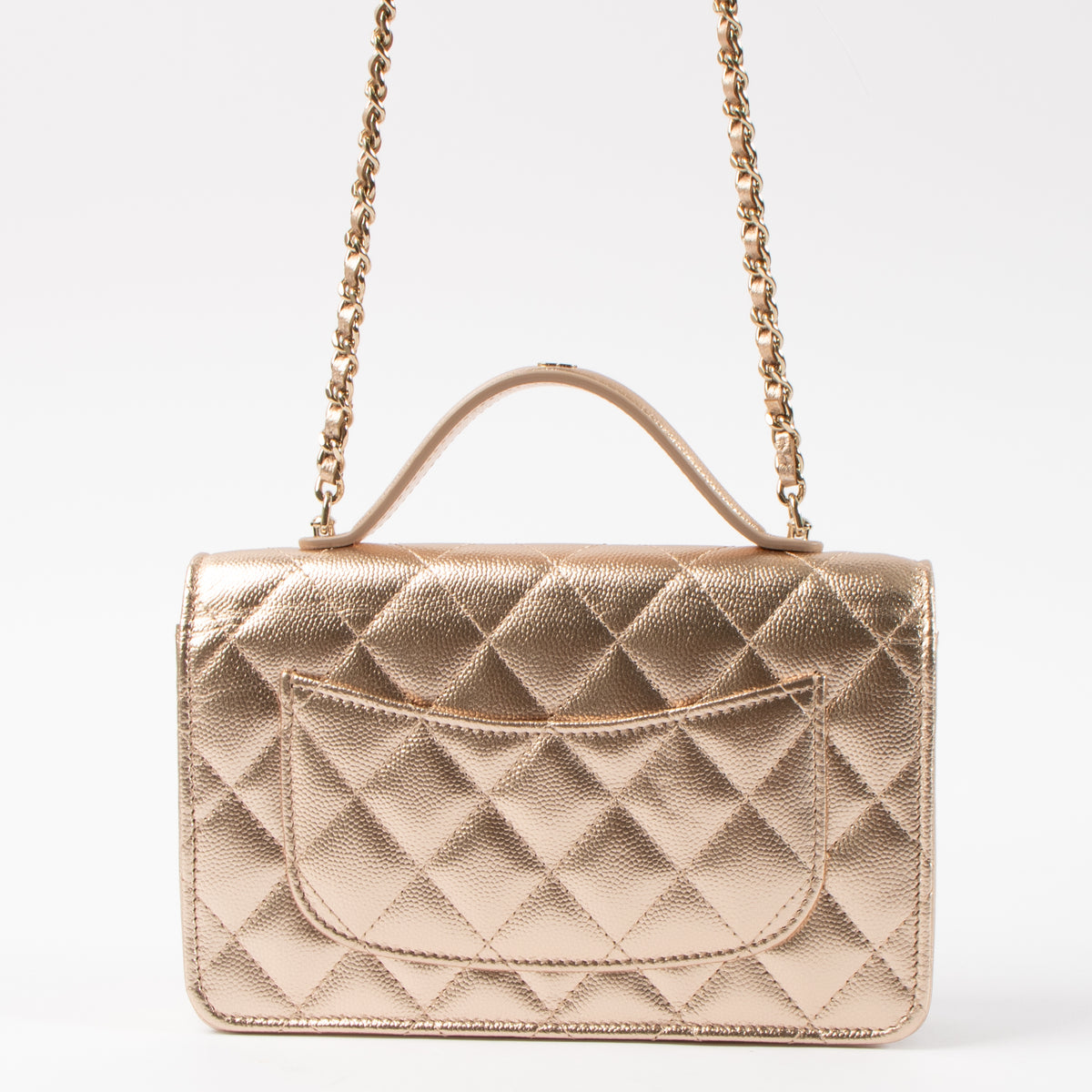 Shop this authentic Chanel 26C Metallic Rose Gold Caviar Wallet On Chain Bag pre-loved on Laballov.com