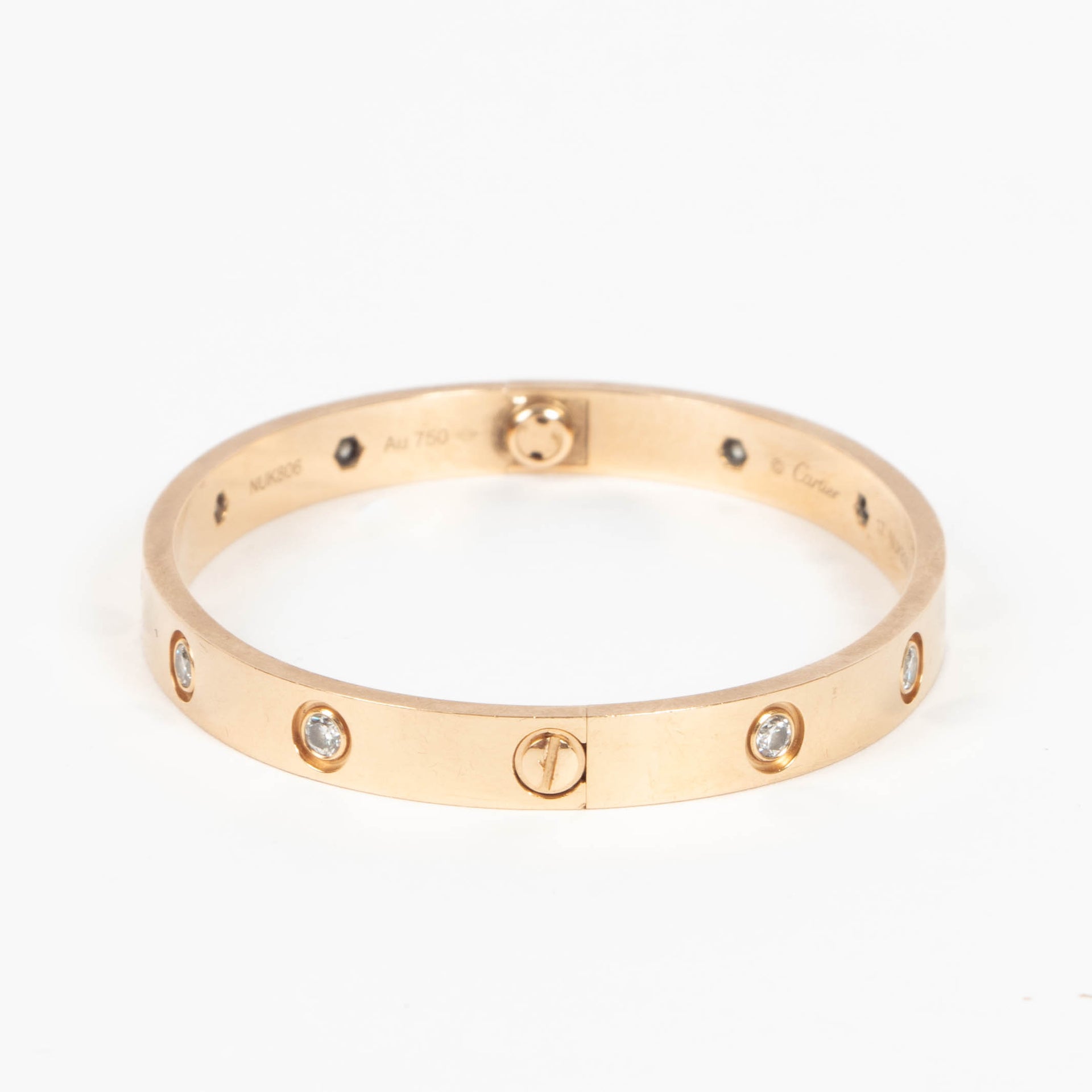 Cartier Rose Gold 10 Diamonds Classic LOVE Bracelet - Size 17