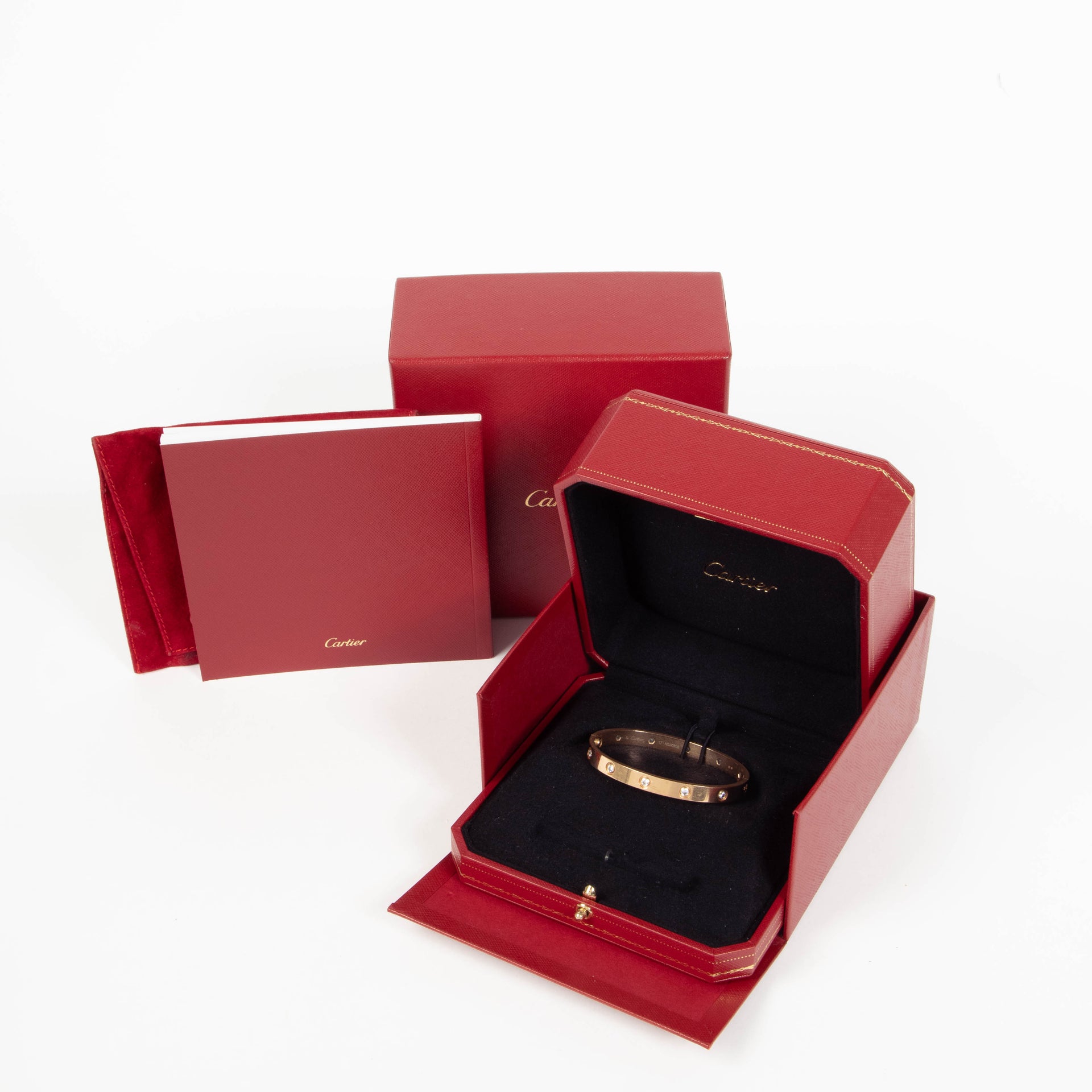 Cartier Rose Gold 10 Diamonds Classic LOVE Bracelet - Size 17