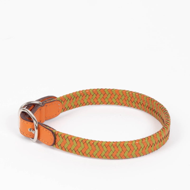 Hermes Orange Braided Dog Collar