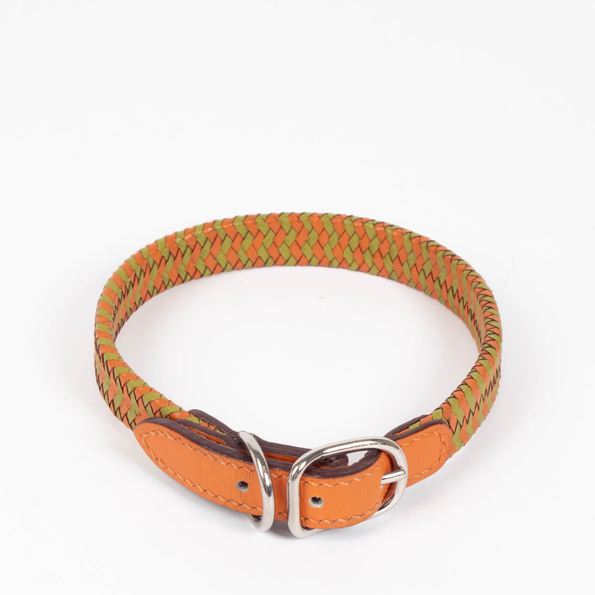 Hermes Orange Braided Dog Collar
