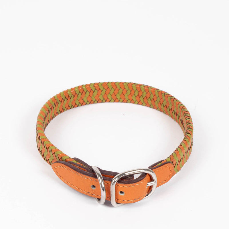 Hermes Orange Braided Dog Collar