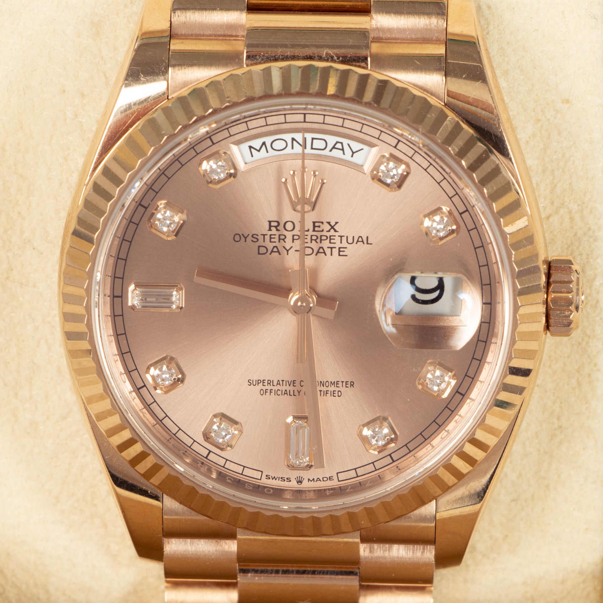 Rolex Everose Gold Diamond Day Date 36 Watch
