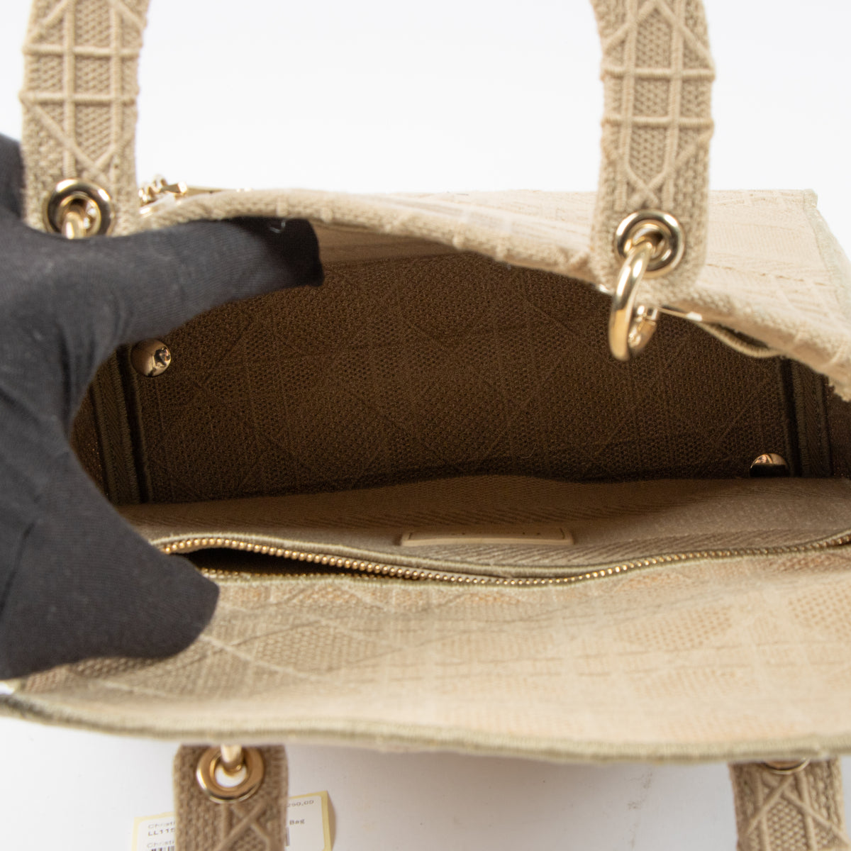 Shop this authentic luxury Christian Dior Beige Canvas Medium Lady D-Lite Bag pre-loved on Labellov.com