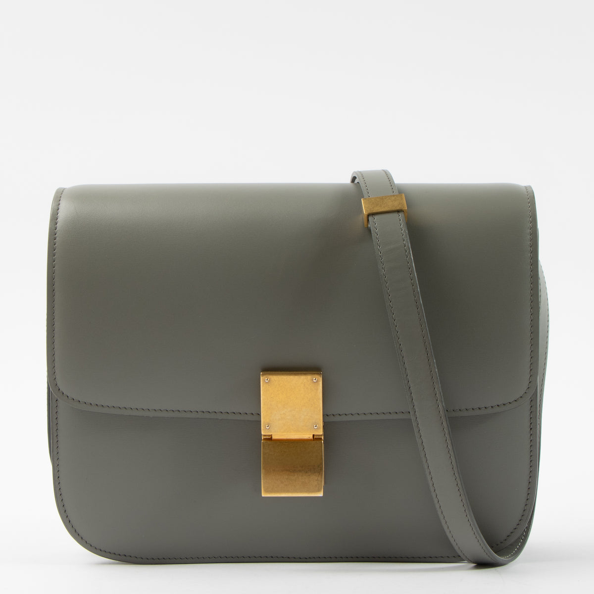 Shop this authentic Celine Grey Satinated Calfskin Medium Classic Bag pre-loved on Labellov.com
