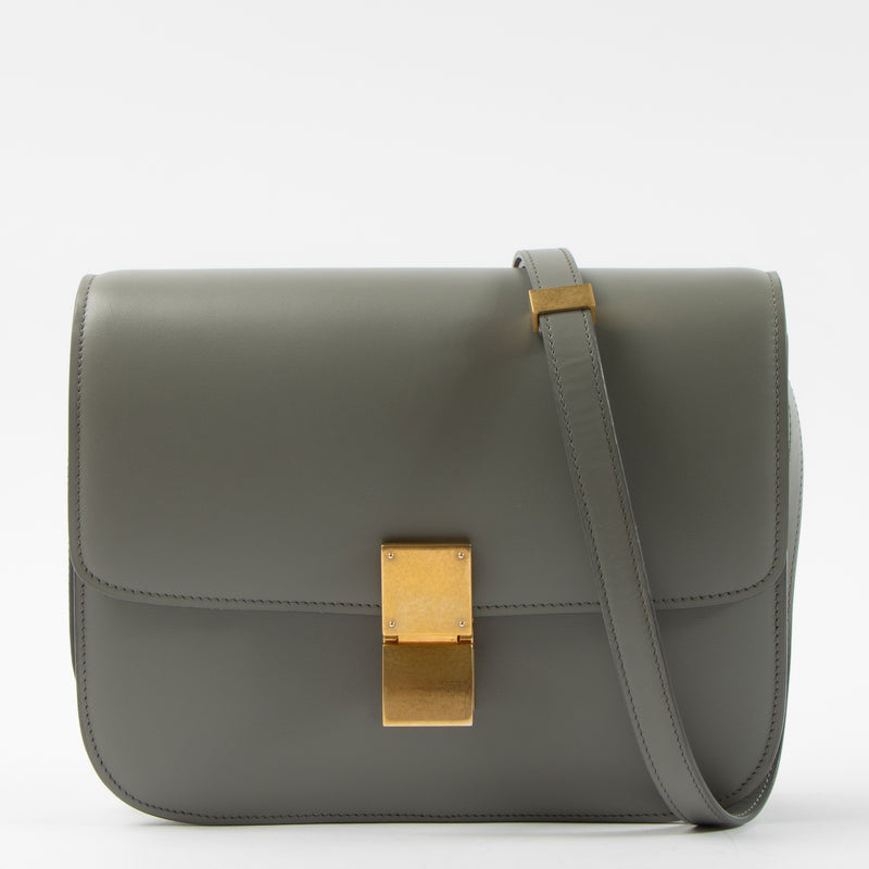 Shop this authentic Celine Grey Satinated Calfskin Medium Classic Bag pre-loved on Labellov.com