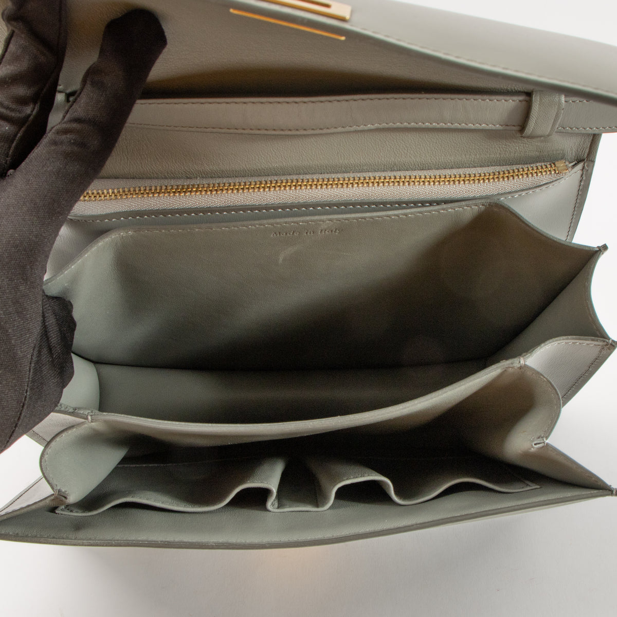 Shop this authentic Celine Grey Satinated Calfskin Medium Classic Bag pre-loved on Labellov.com