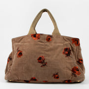 Shop the authentic Prada Brown Floral Print Velvet Large Tote Bag second hand on Labellov.com!