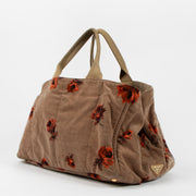 Shop the authentic Prada Brown Floral Print Velvet Large Tote Bag second hand on Labellov.com!