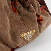 Shop the authentic Prada Brown Floral Print Velvet Large Tote Bag second hand on Labellov.com!