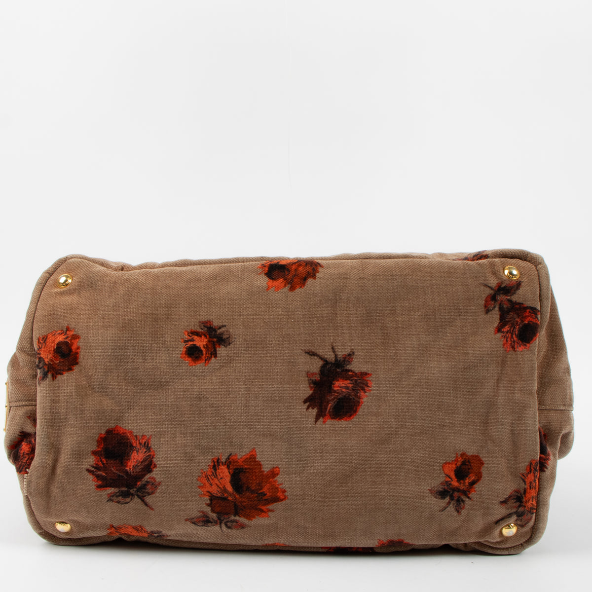 Shop the authentic Prada Brown Floral Print Velvet Large Tote Bag second hand on Labellov.com!
