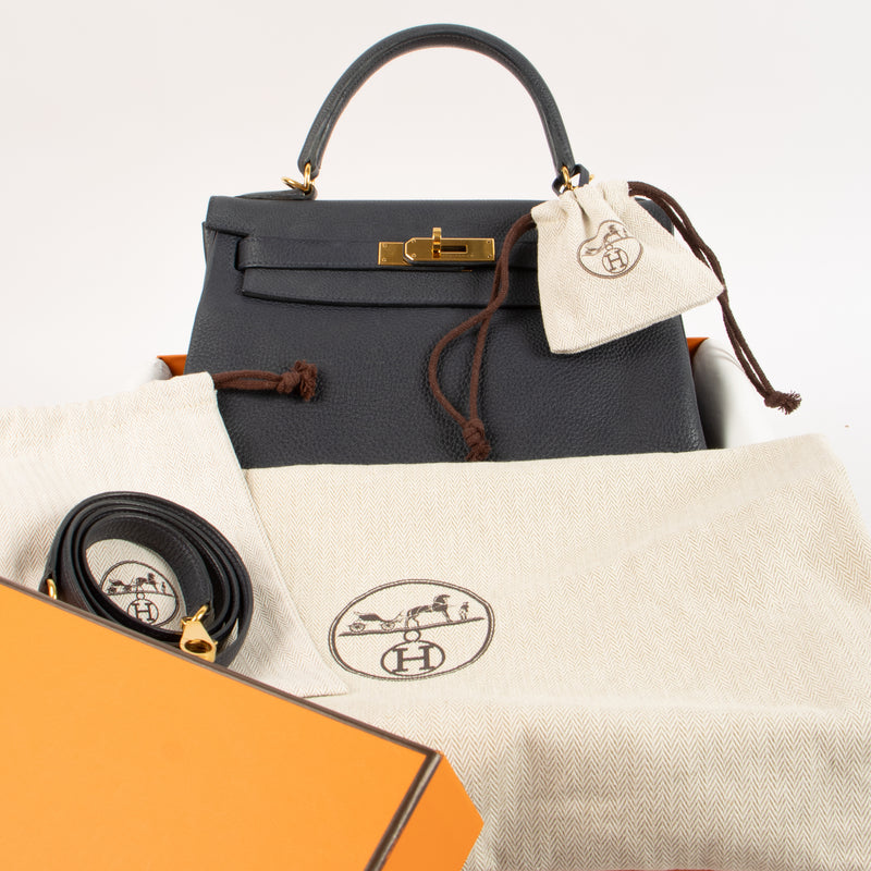 Hermes Kelly 28 Bleu Nuit Togo GHW