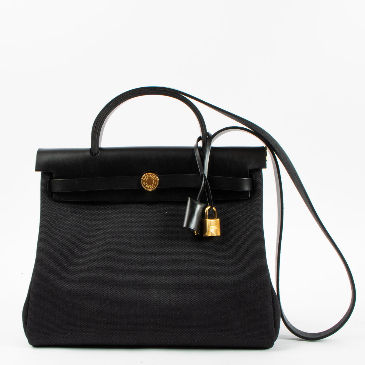 Hermes Herbag Zip 31 Black Toile Militaire/Hunter GHW