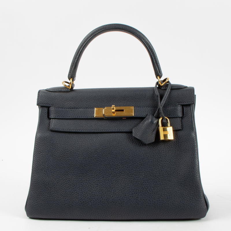 Hermes Kelly 28 Bleu Nuit Togo GHW
