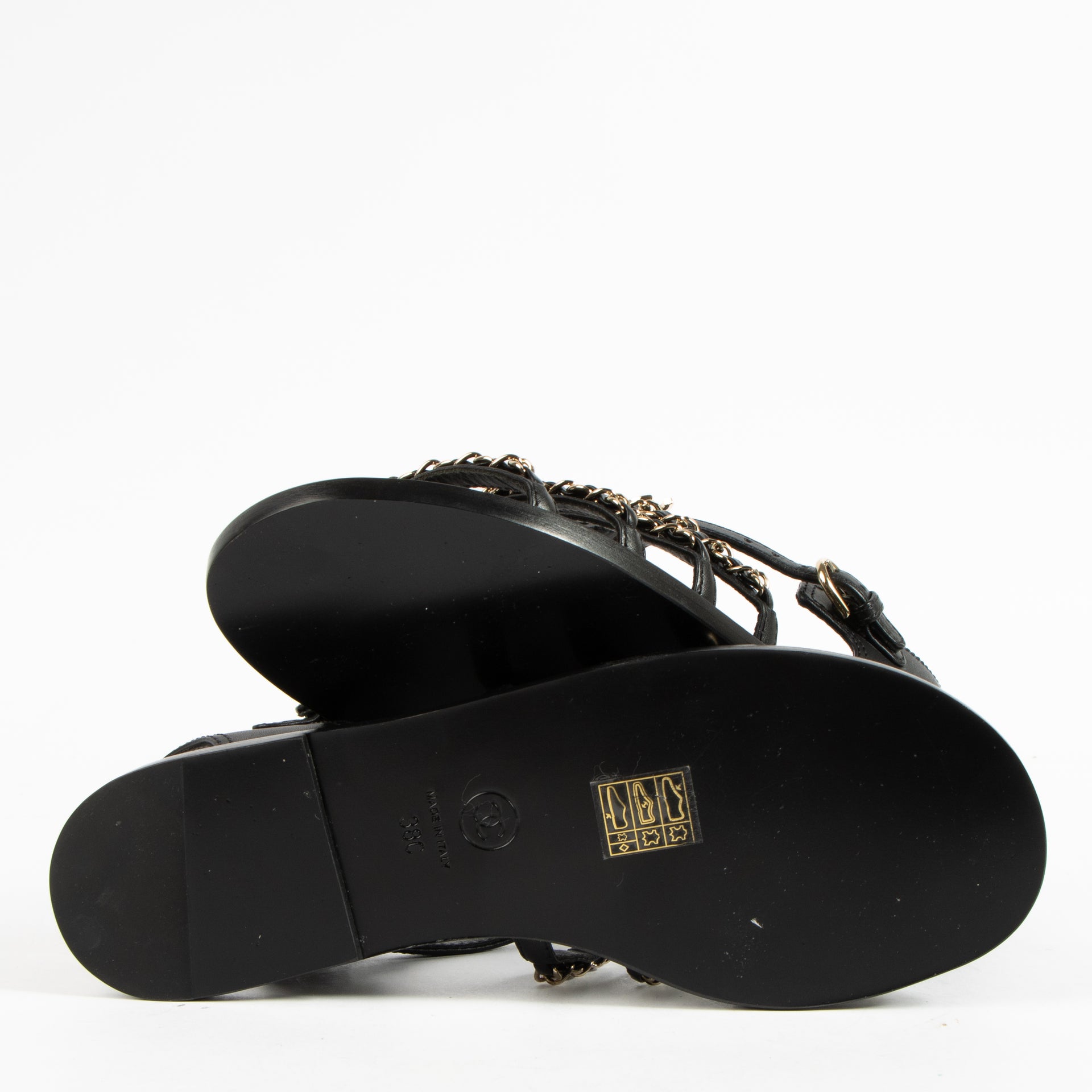 Chanel 23S Black CC Chain Gladiator Sandals - Size 38