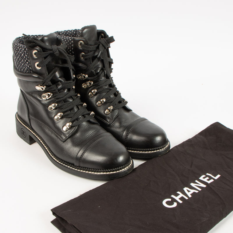 Shop this authentic Chanel 15A Black Combat Boots Size - 39 Pre-Loved on Labellov.com