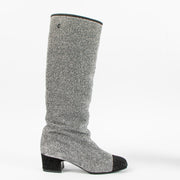 Shop this authentic Chanel 17K Silver Glitter Milky Way High Boots Size - 37 Pre-Loved on Labellov.com