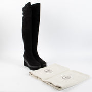 Shop this authentic Hermes Black Suede High Wedge Boots- Size 38 pre-loved on Labellov.com