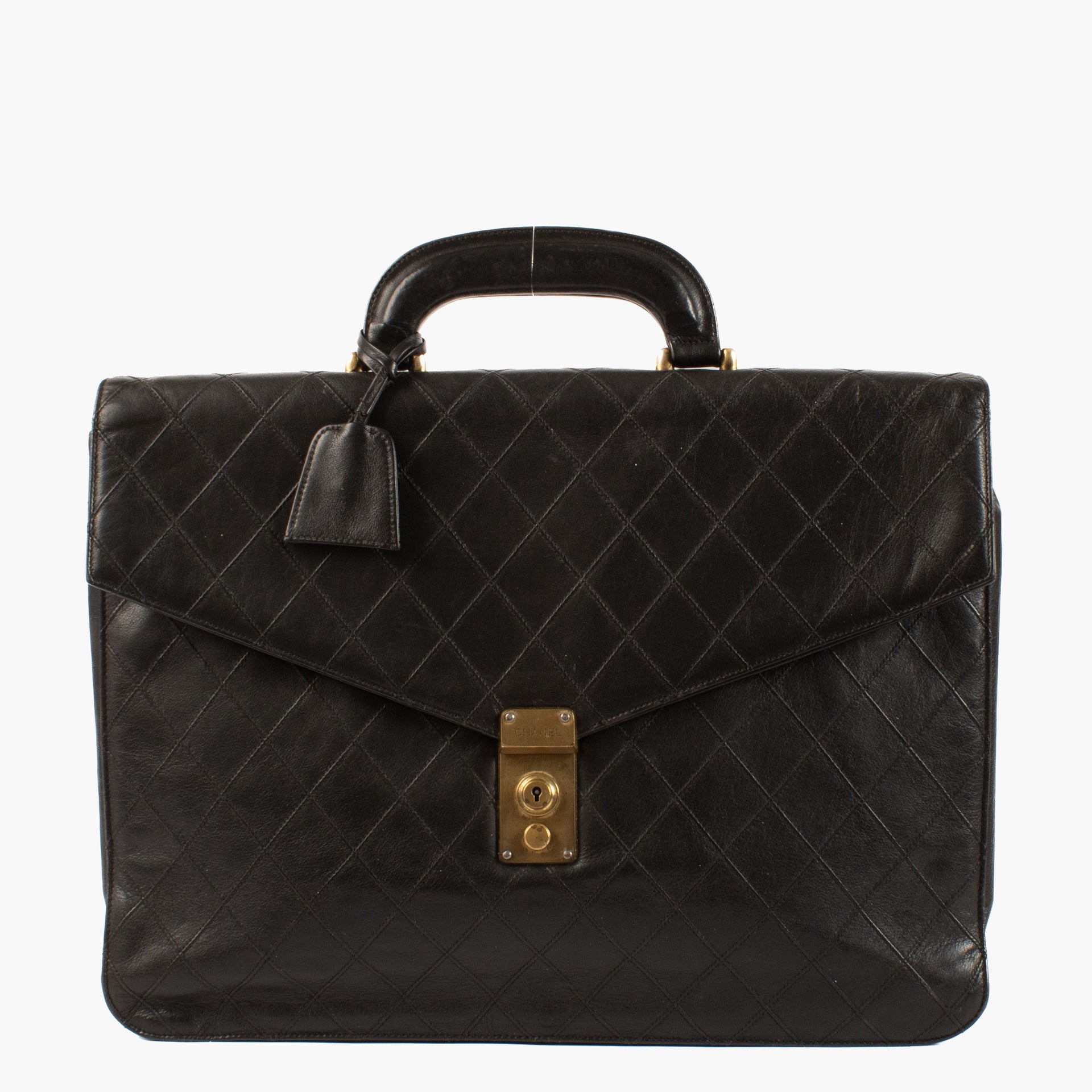 Shop the authentic Chanel Black Quilted Vintage Briefcase second hand on Labellov.com
