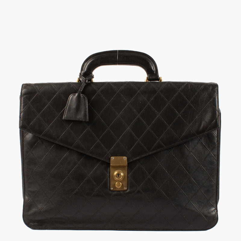 Shop the authentic Chanel Black Quilted Vintage Briefcase second hand on Labellov.com