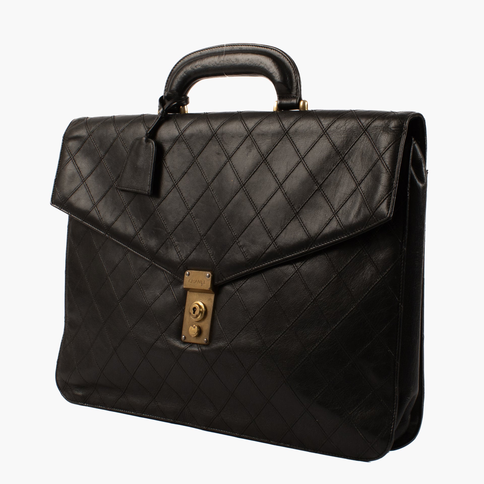 Shop the authentic Chanel Black Quilted Vintage Briefcase second hand on Labellov.com