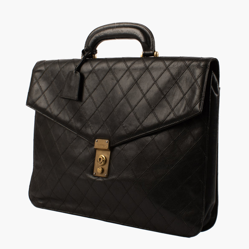Shop the authentic Chanel Black Quilted Vintage Briefcase second hand on Labellov.com