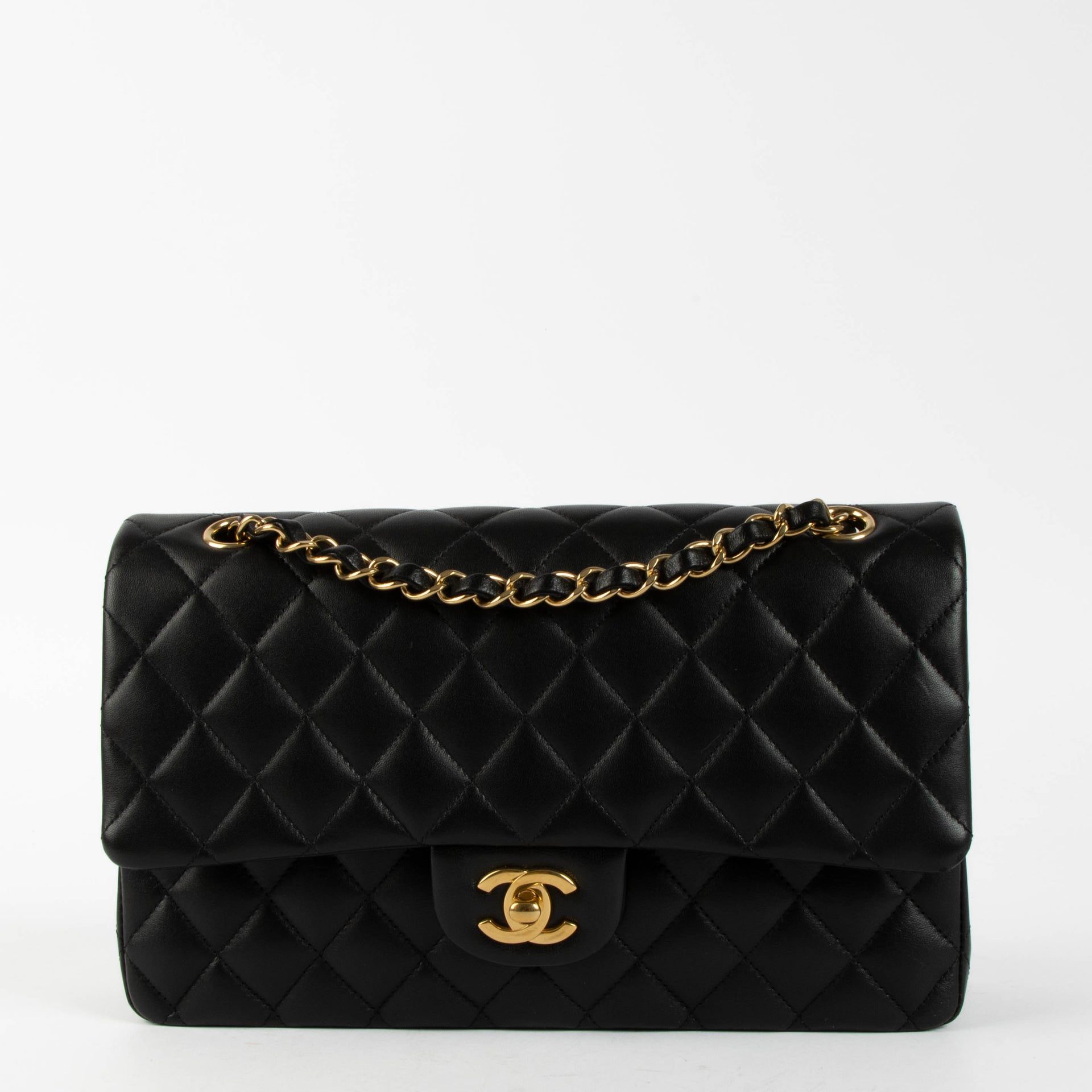 Shop the authentic Chanel Black Lambsbkin Medium Classic 11.12 Bag second hand on Labellov.com