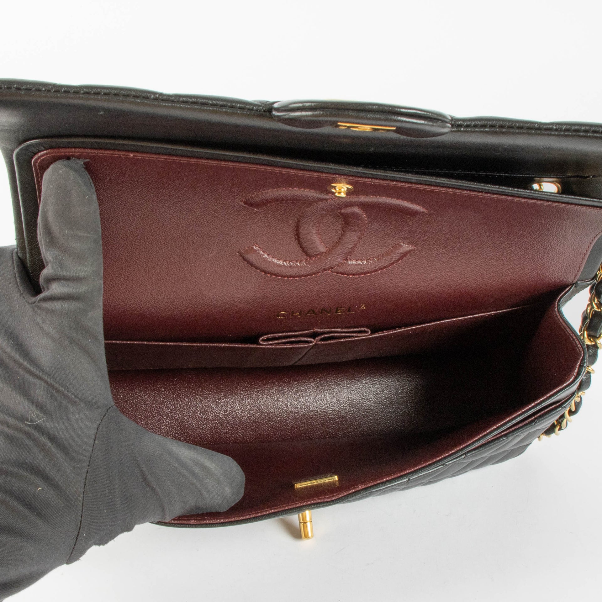 Shop the authentic Chanel Black Lambsbkin Medium Classic 11.12 Bag second hand on Labellov.com