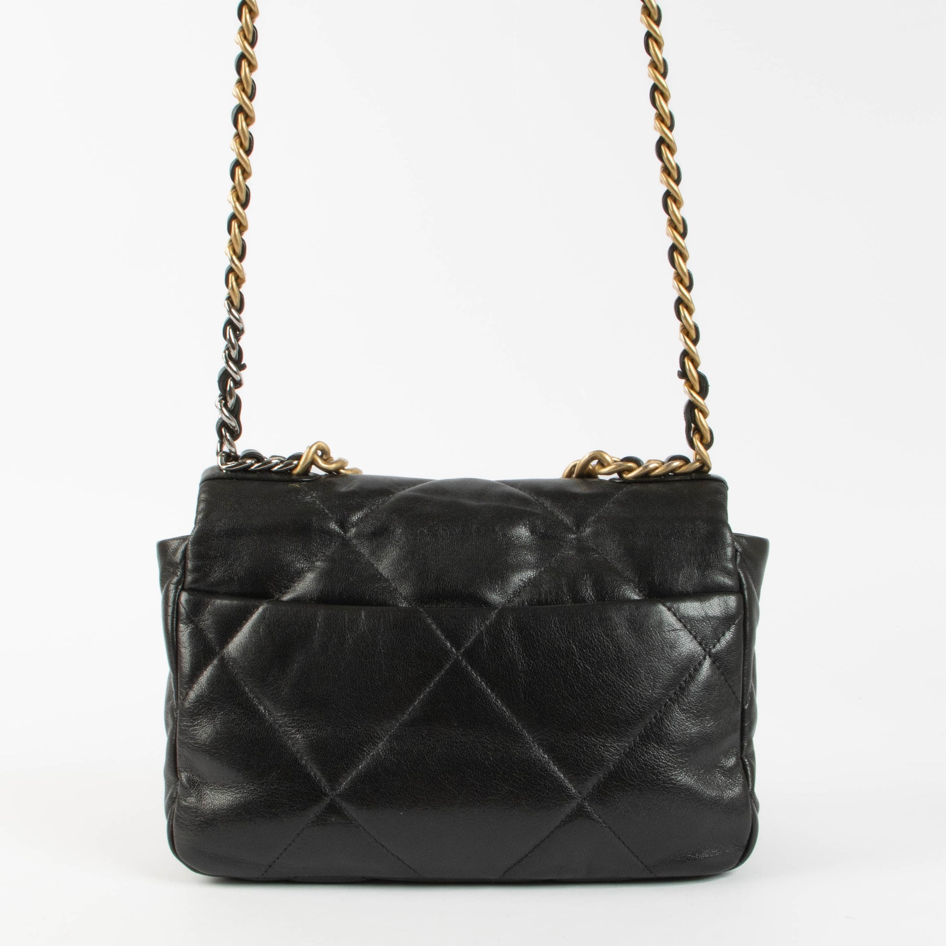 Shop the authentic Chanel Black Goatskin Small Chanel 19 Bag second hand on Labellov.com
