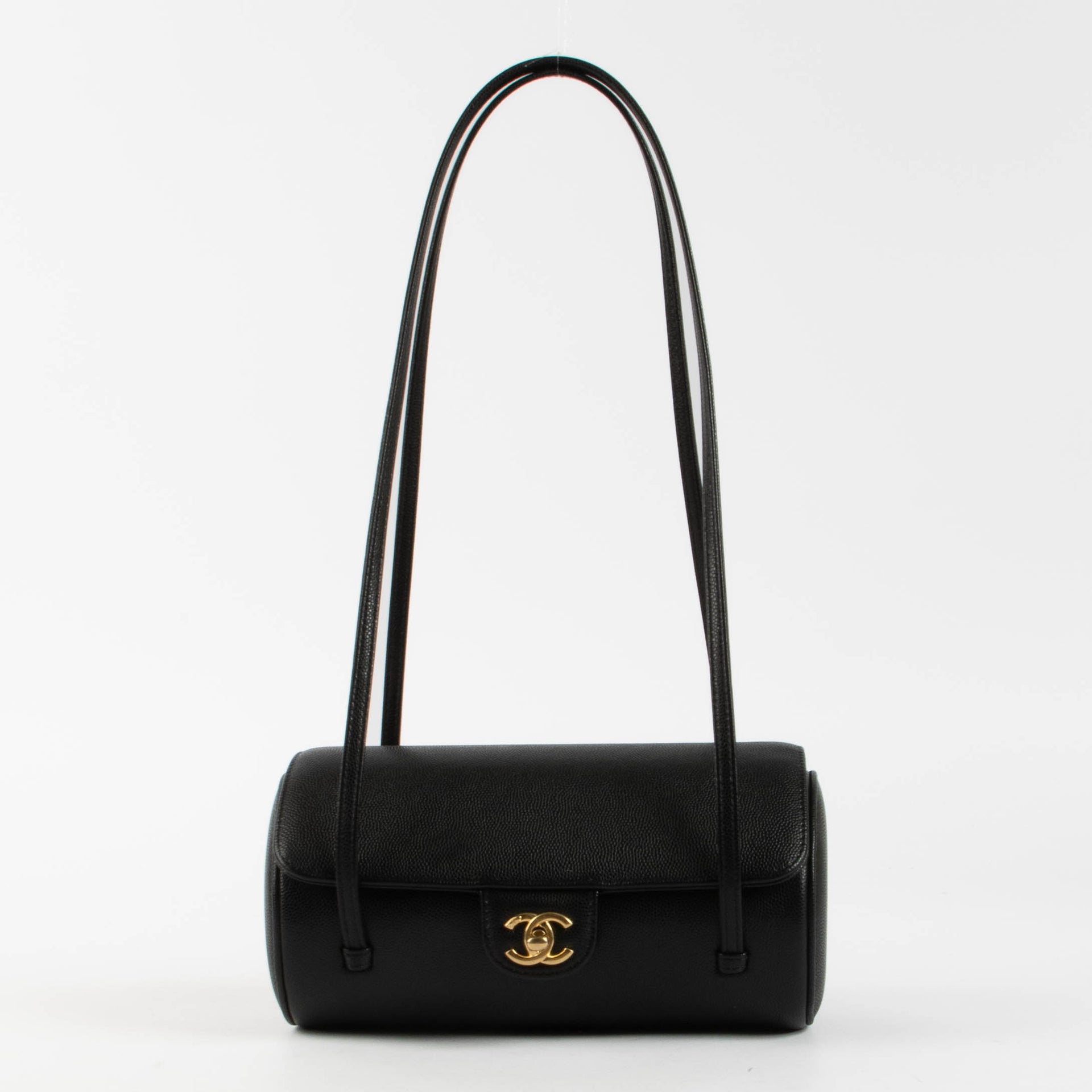 Chanel Black Caviar Preppy Coco Small Bowling Shoulder Bag