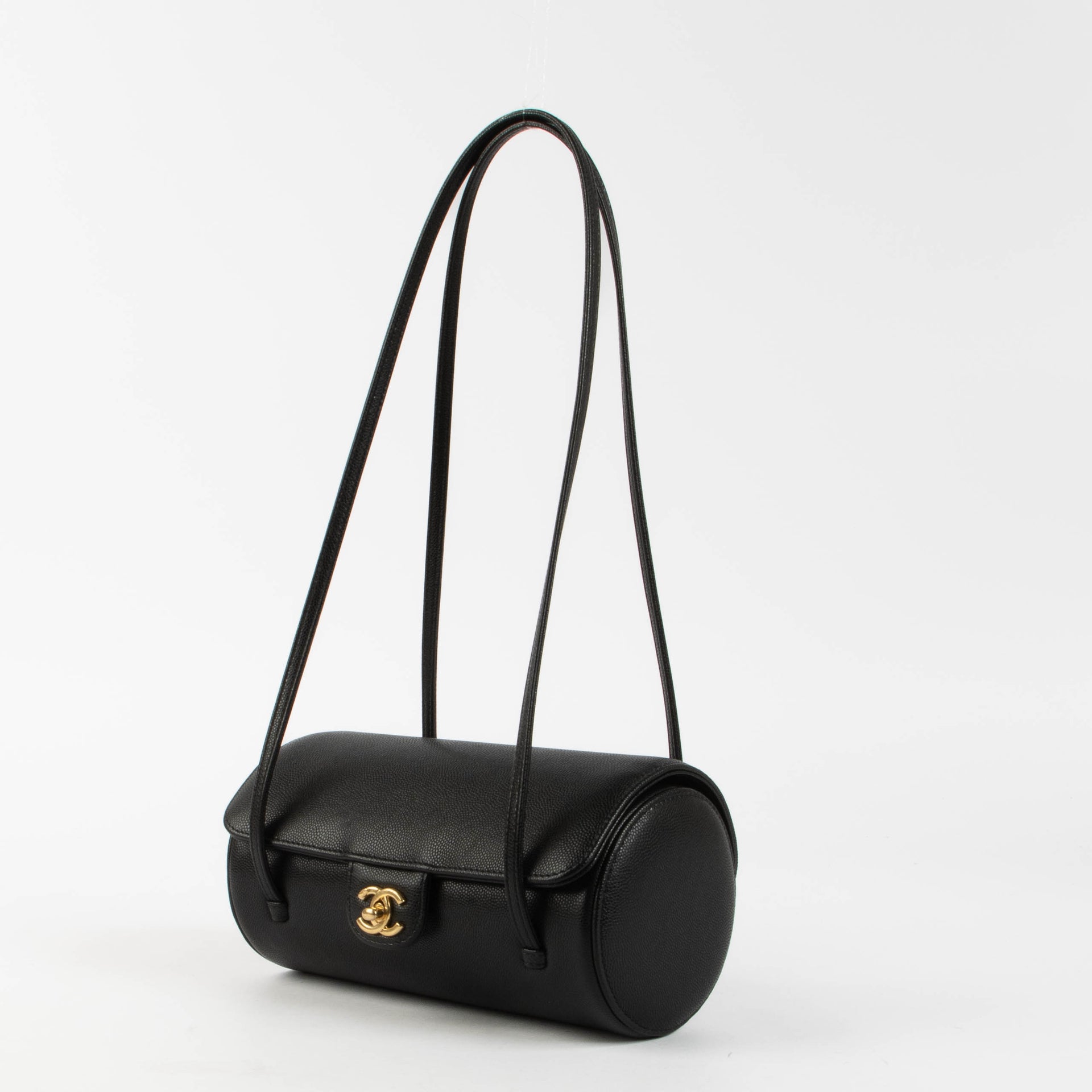 Chanel Black Caviar Preppy Coco Small Bowling Shoulder Bag