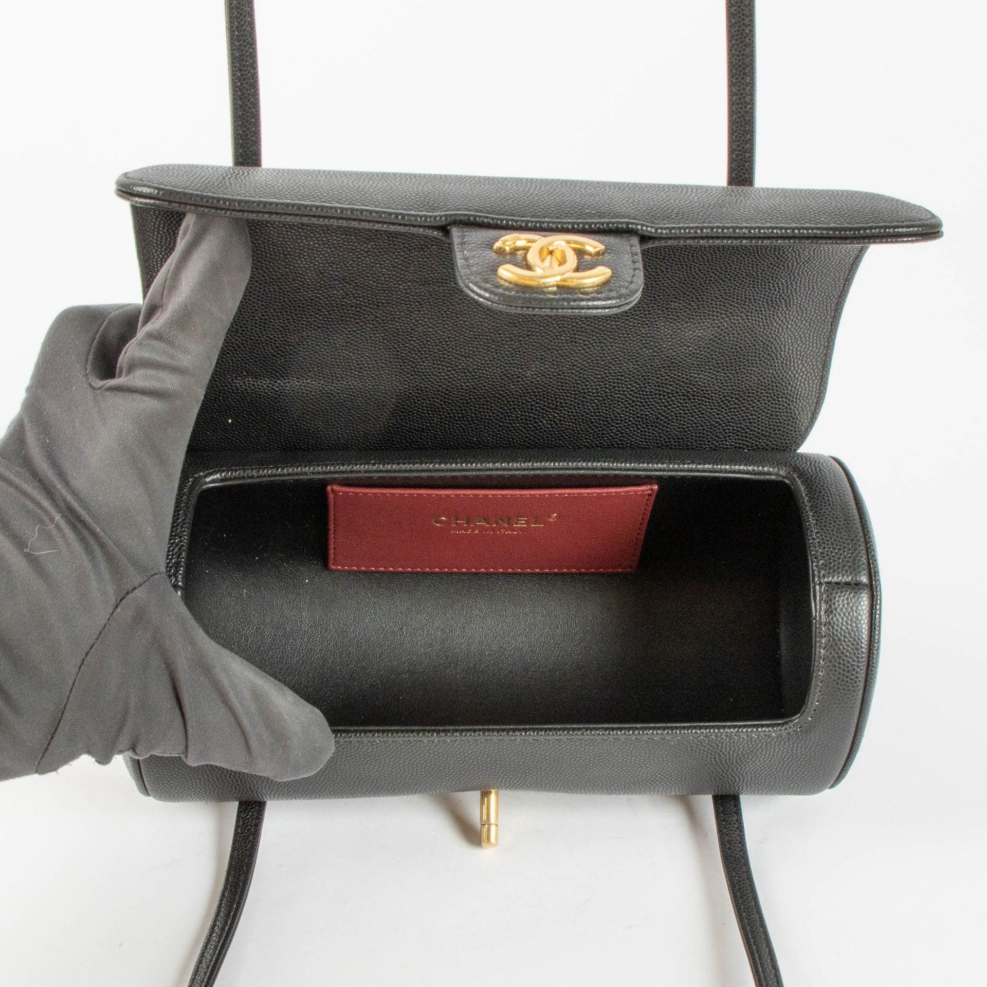 Chanel Black Caviar Preppy Coco Small Bowling Shoulder Bag