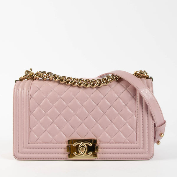 Shop the authentic Chanel Pink Caviar Medium Boy Chanel Bag second hand on Labellov.com