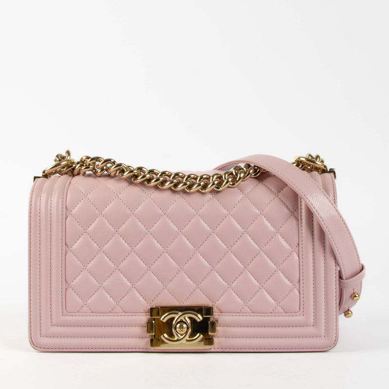Shop the authentic Chanel Pink Caviar Medium Boy Chanel Bag second hand on Labellov.com