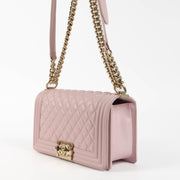 Shop the authentic Chanel Pink Caviar Medium Boy Chanel Bag second hand on Labellov.com