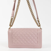 Shop the authentic Chanel Pink Caviar Medium Boy Chanel Bag second hand on Labellov.com