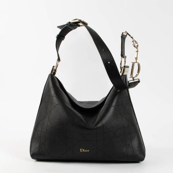 Christian Dior Black Flat Cannage Large Diorly Shoulder Bag – Labellov
