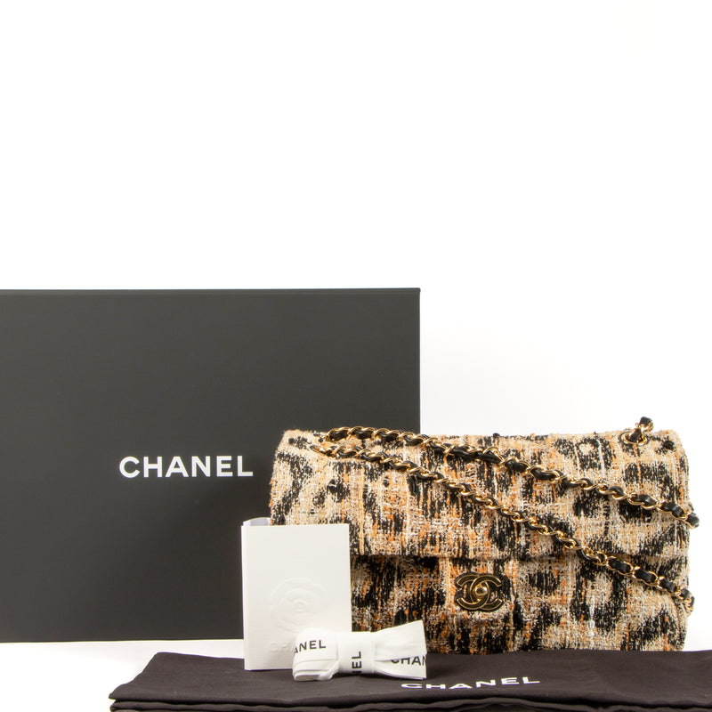 Chanel 26A Leopard Tweed Maxi Flap Bag