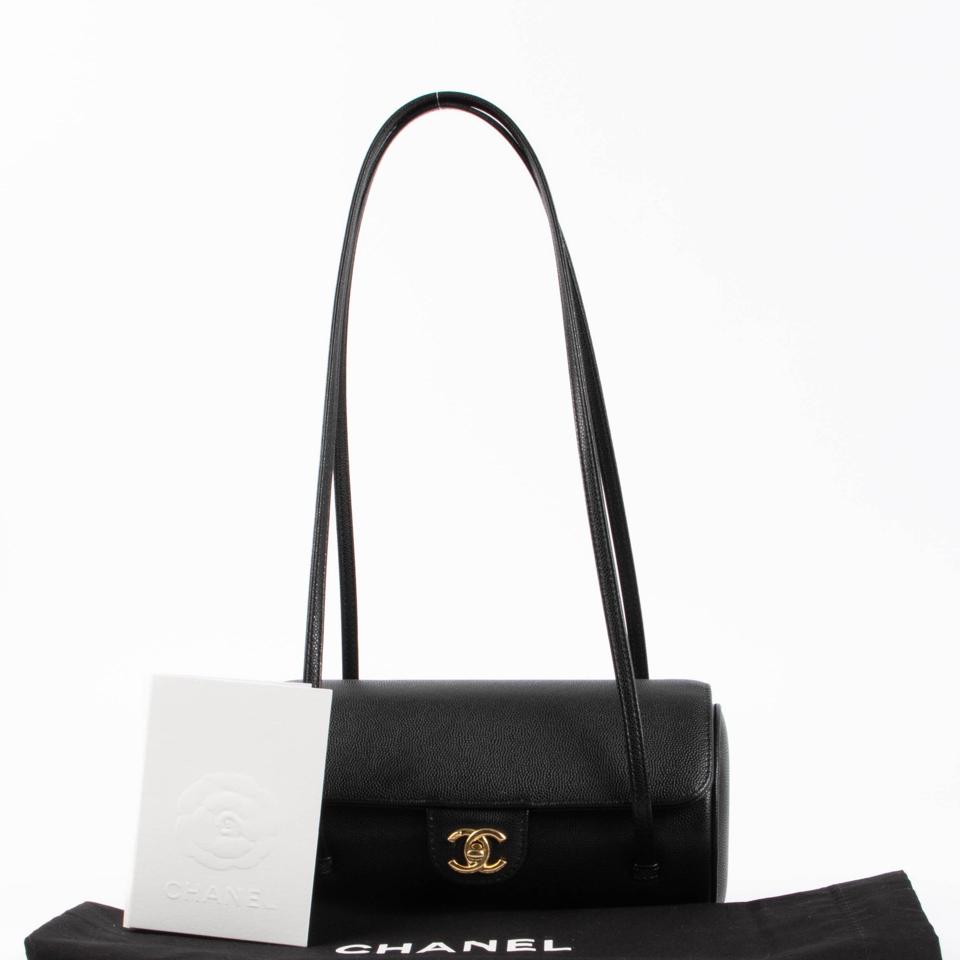 Chanel Black Caviar Preppy Coco Small Bowling Shoulder Bag