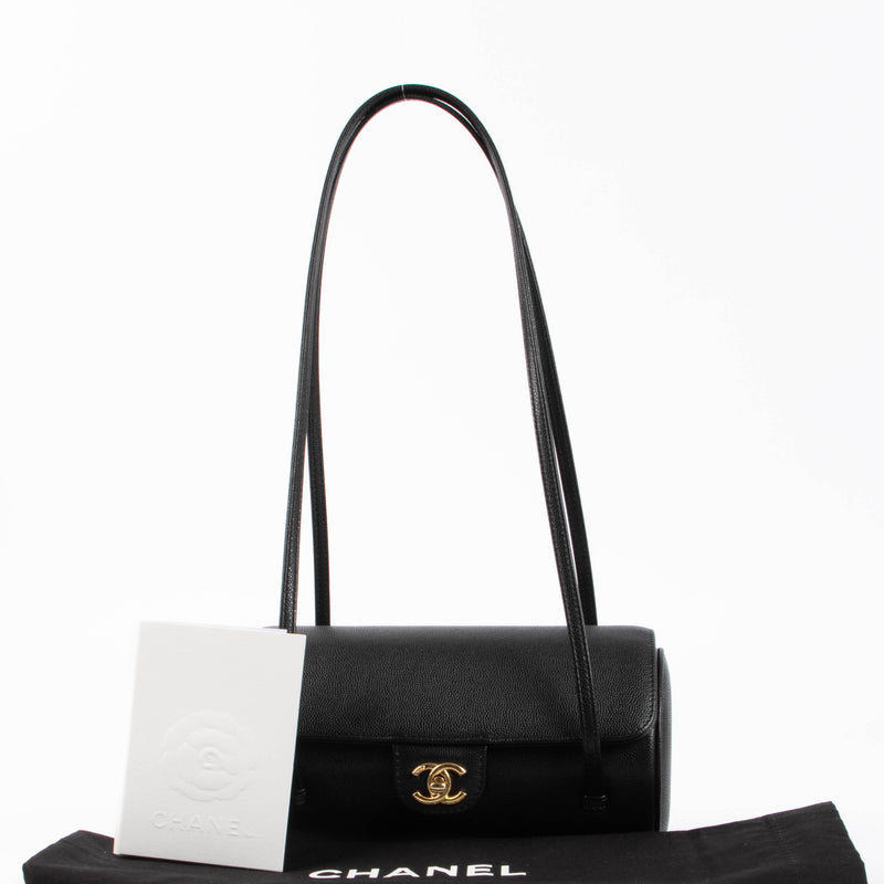 Chanel Black Caviar Preppy Coco Small Bowling Shoulder Bag