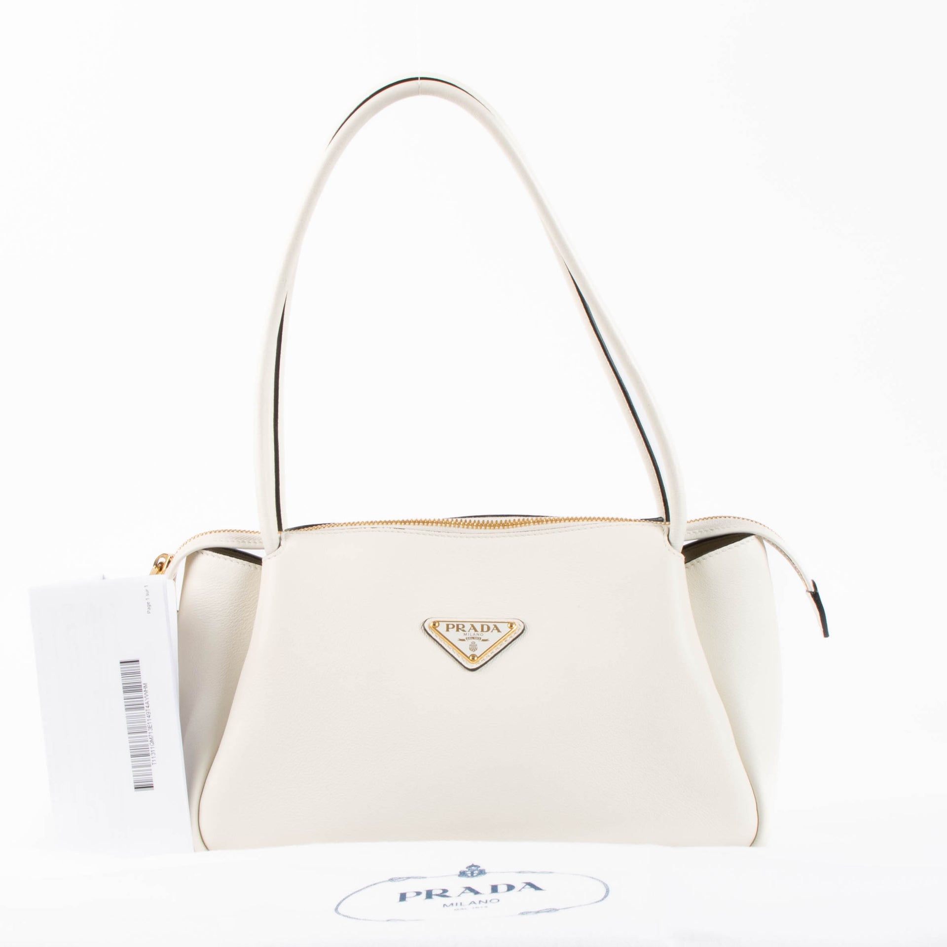Shop the authentic Prada White Leather Medium Darling Shoulder Bag second hand on Labellov.com