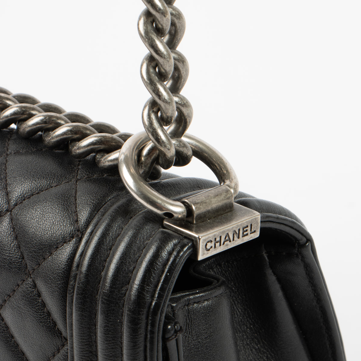 Shop this authentic Chanel Black Medium Boy Chanel Bag pre-loved on Labellov.com