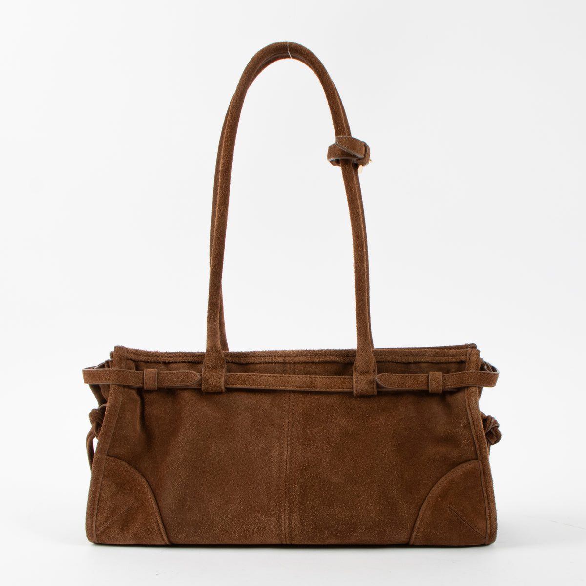 Shop this authentic Prada Cocoa Brown Suede Medium Bonnie Bag pre-loved on Labellov.com