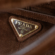 Shop this authentic Prada Cocoa Brown Suede Medium Bonnie Bag pre-loved on Labellov.com