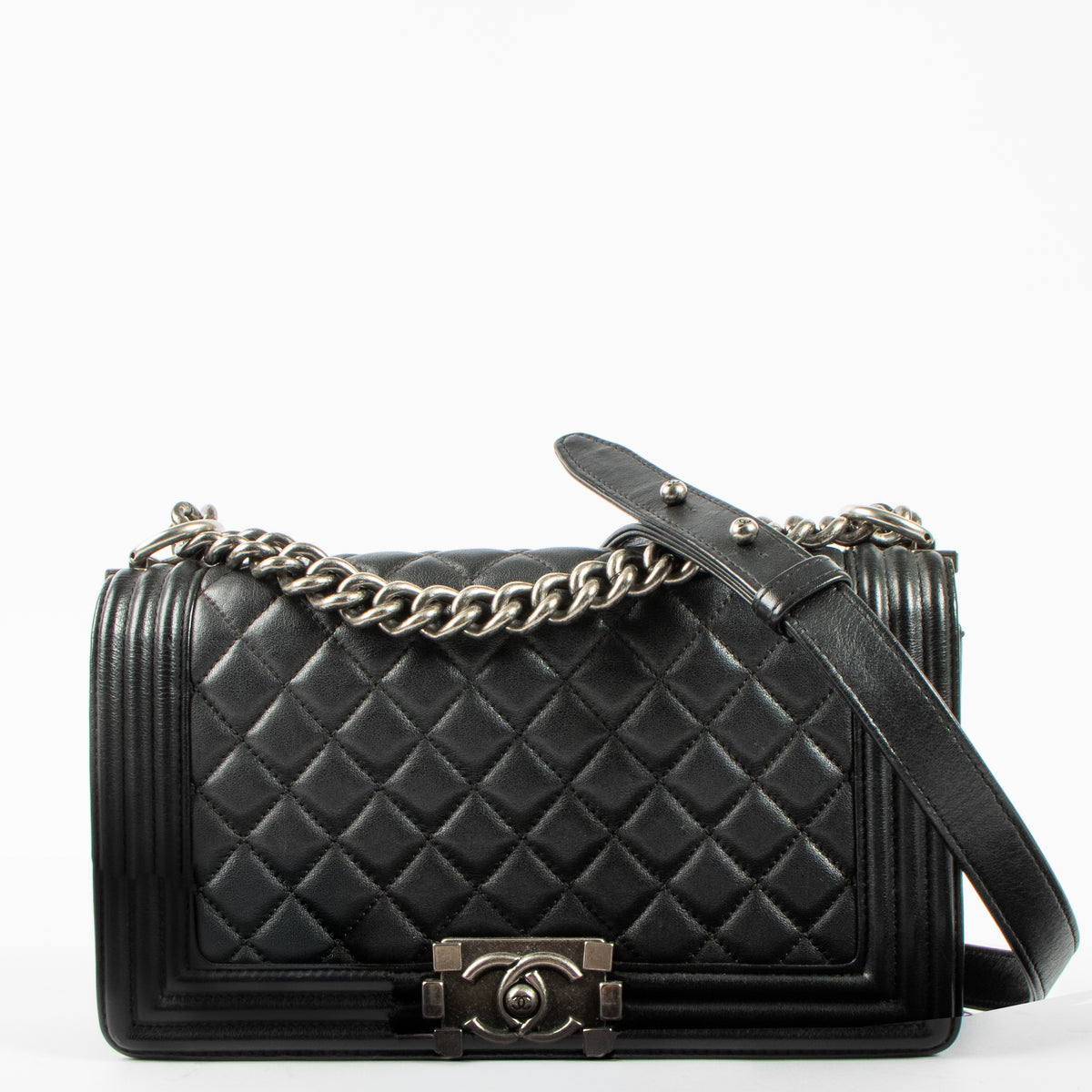 Shop this authentic Chanel Black Medium Boy Chanel Bag pre-loved on Labellov.com