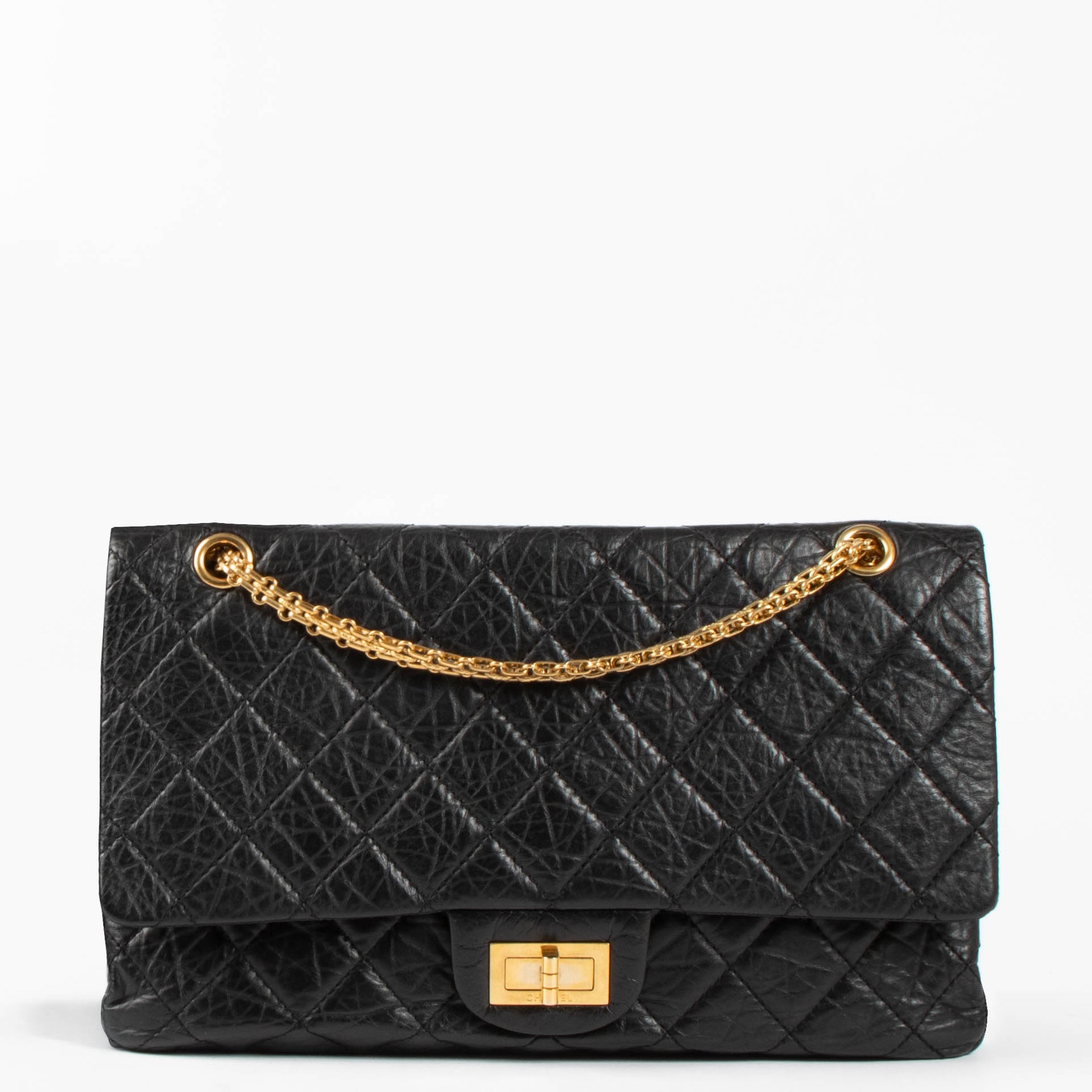 Chanel Black Aged Calfskin Large Reissue 2.55 Bag