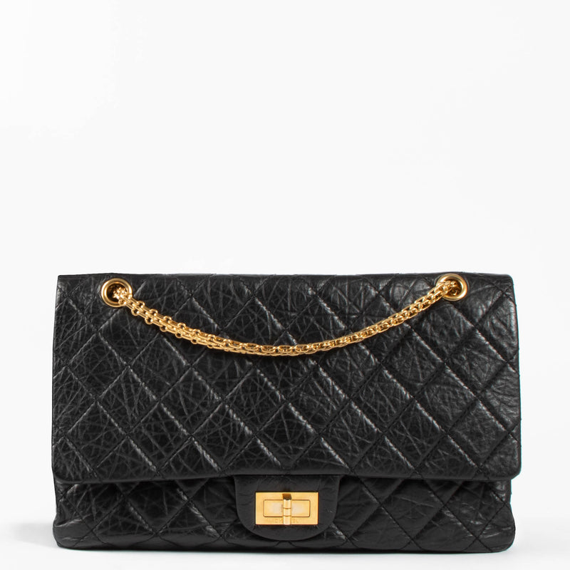 Chanel Black Aged Calfskin Large Reissue 2.55 Bag