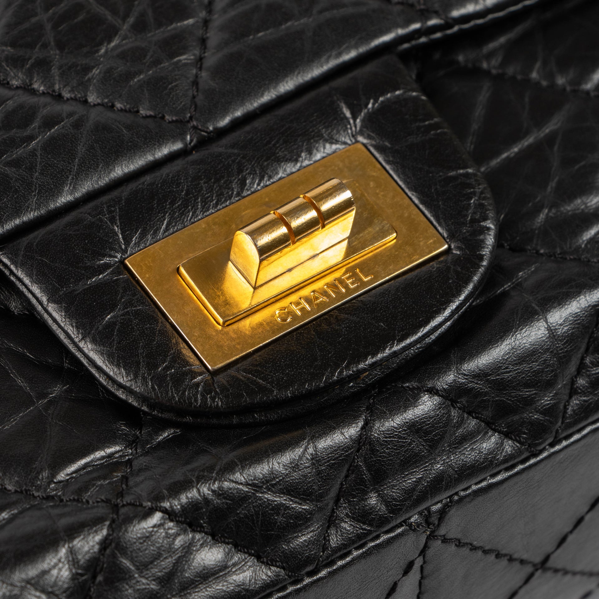 Chanel Black Aged Calfskin Large Reissue 2.55 Bag