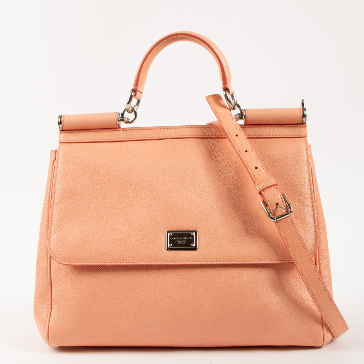 Shop this authentic Dolce & Gabbana Salmon Pink Large Sicily Bag on Labellov.com